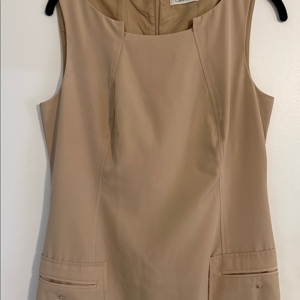 Calvin Klein sleeveless sheath dress beige Size medium - Picture 6 of 10